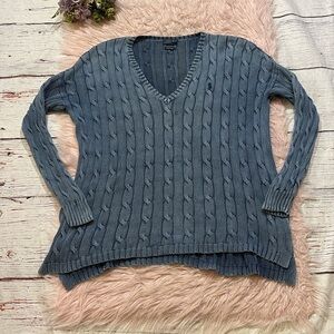 POLO Ralph Lauren Pima Cotton Blue Cable Knit Sweater sz S